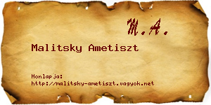 Malitsky Ametiszt névjegykártya
